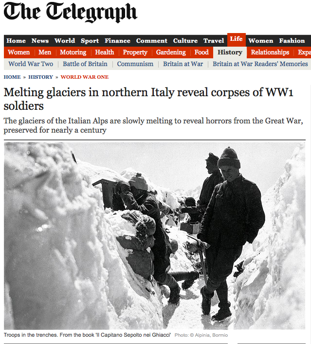 Melting glaciers reveal WWI soldiers