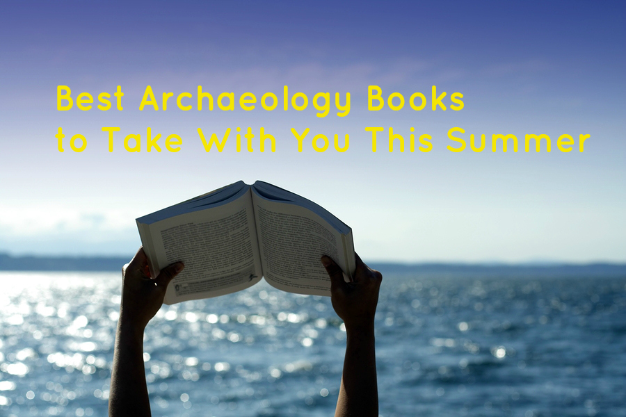Relaxing by reading archaeology on the beach