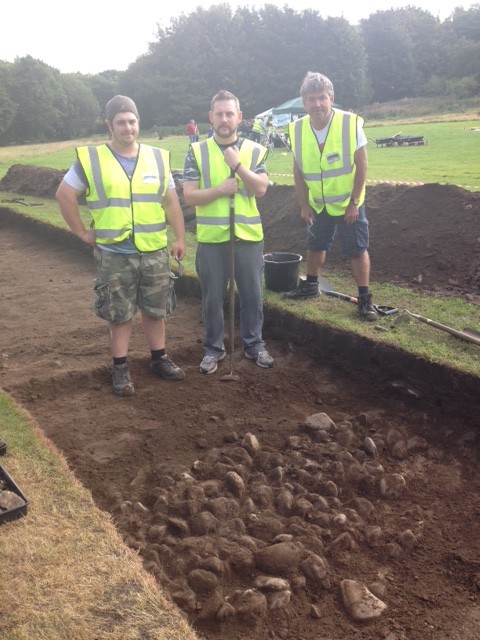 Lancaster 2015 Trench 2 Alex and Gary find the first Roman wall