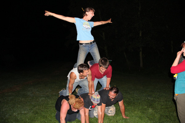 Flag Fen Party Human Pyramid