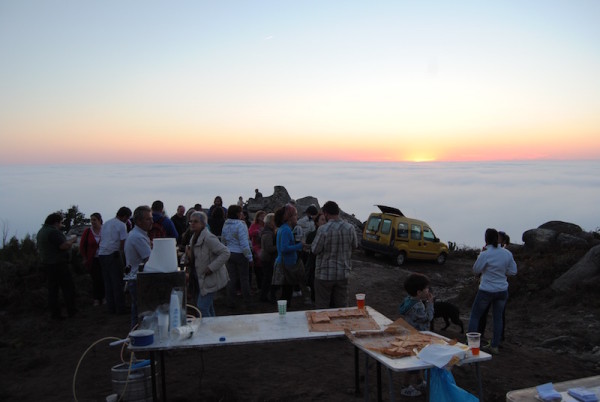 Our community gathers at one of our hillforts to enjoy some food, wine and spectaculr sunset views