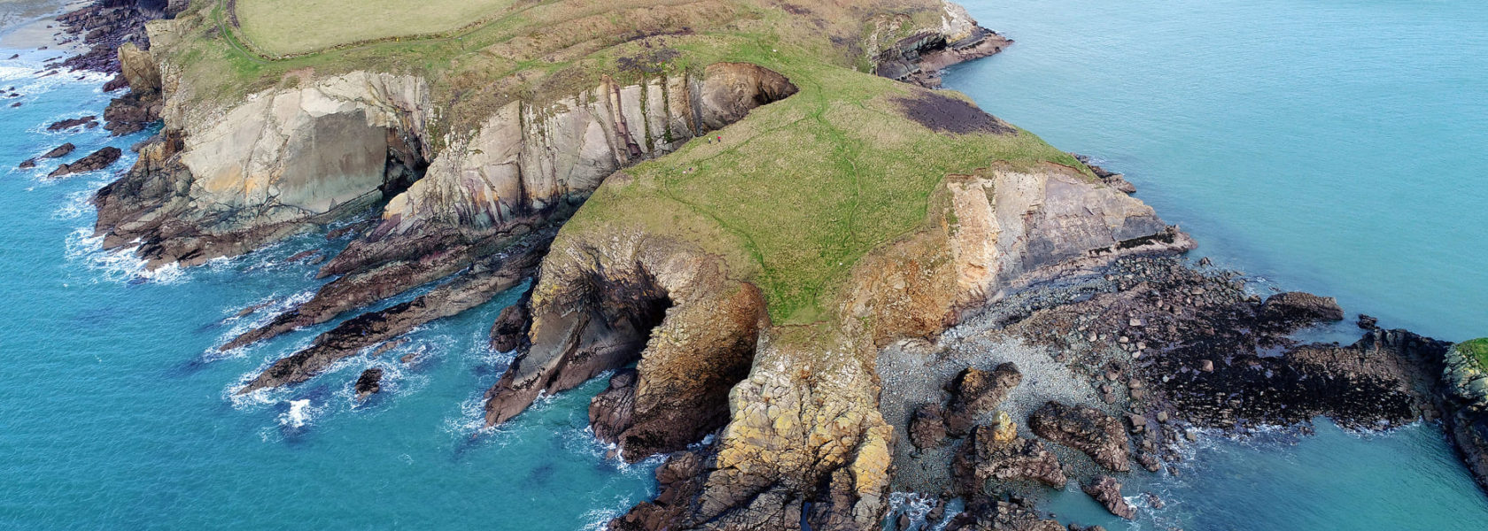 Caerfai promontory fort photographed from the air