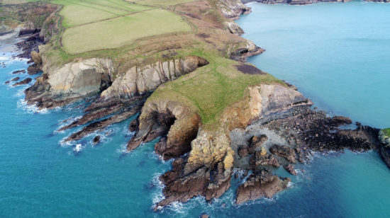 Caerfai promontory fort photographed from the air