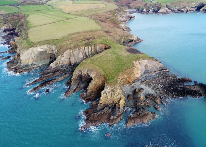 Caerfai promontory fort photographed from the air